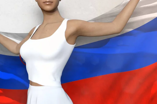 Sexy Dama Está Sosteniendo Bandera Eslovenia Sus Manos Detrás Ella —  Fotos de Stock