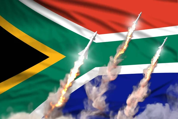 Modernes Konzept Strategischer Raketentruppen Auf Fahnenstoff Hintergrund Südafrikanischer Atomraketenangriff Militärisch — Stockfoto