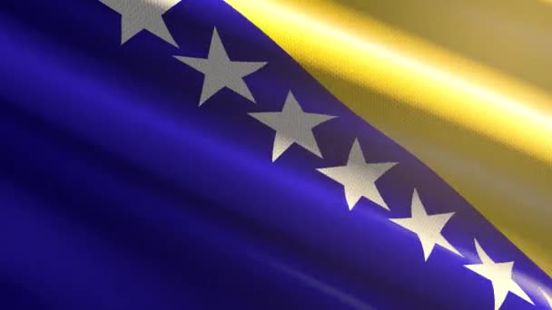 60Fps Brillante Terciopelo Brillante Bosnia Herzegovina Bandera Ondeando Fondo Uhd — Vídeos de Stock