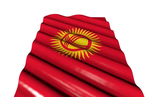 Nice Shiny Flag Kyrgyzstan Big Folds Lying Flat Isolated White — Stock Photo, Image