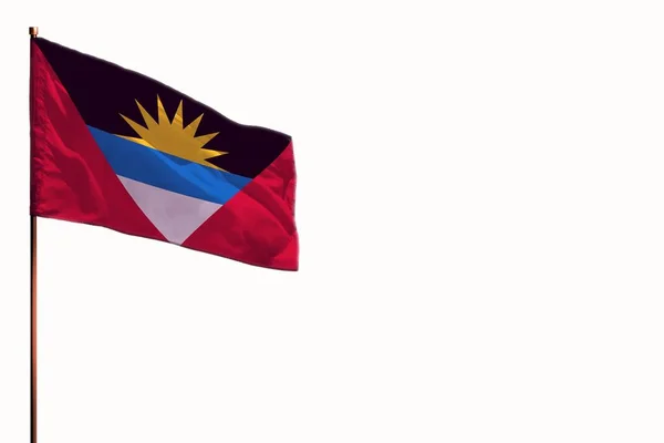 Flauteando Bandera Antigua Barbuda Aislada Maqueta Con Lugar Para Texto —  Fotos de Stock