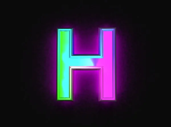 Colorful dichroic glass font - letter H isolated on dark, 3D illustration of symbols