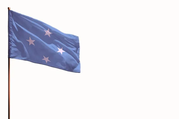 Knipperende Micronesia Vlag Geïsoleerd Mockup Met Plaats Voor Tekst Witte — Stockfoto