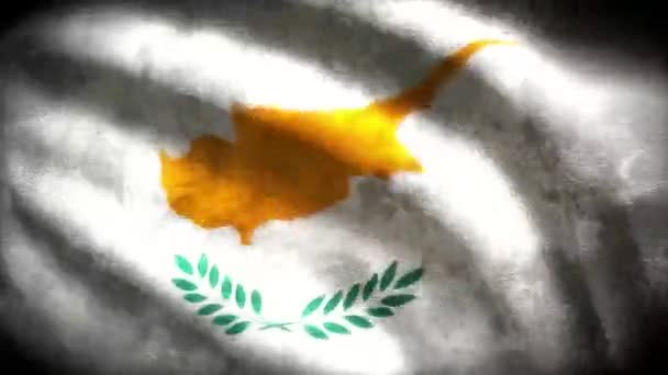 60Fps Heavy Dark Grunge Κυπριακή Σημαία Παλαιωμένη Vintage Υφή Κυματίζει — Αρχείο Βίντεο