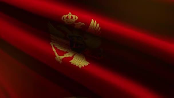 60Fps Mörk Montenegro Flagga Med Tyg Textur Viftande Bakgrund Uhd — Stockvideo