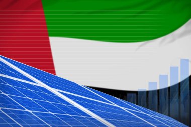 Birleşik Arap Emirlikleri güneş enerjisi dijital grafik konsepti - alternatif enerji endüstriyel illüstrasyon. 3B Görüntü