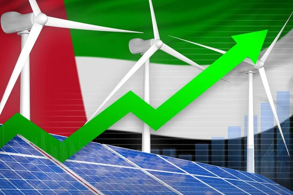 Emirati Arabi Uniti Grafico Aumento Dell Energia Solare Eolica Freccia — Foto Stock