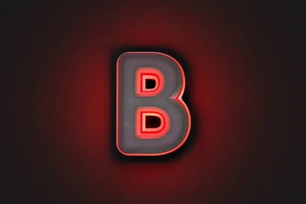 Винтажный Серый Бетонный Шрифт Красным Контуром Задним Светом Буква Изолирована — стоковое фото