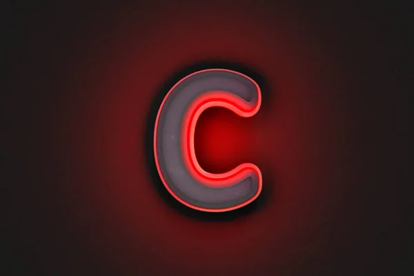 Leeftijd Grijs Betonnen Lettertype Met Rode Omtrek Achtergrondlicht Letter Geïsoleerd — Stockfoto
