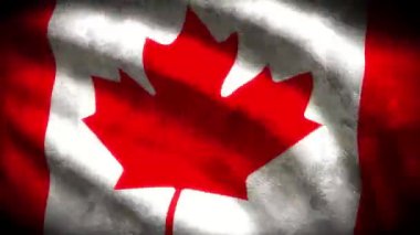 60FPS ağır koyu grunge Kanada bayrağı kırmızı ile renklendirilmiş, beyaz antika desenli, UHD 4k 3d dikişsiz video