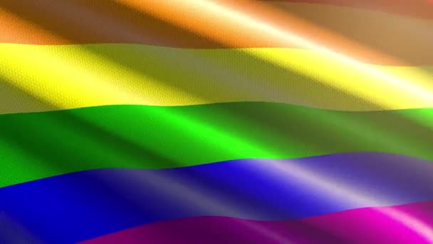 60Fps Bright Shiny Velvet Gay Pride Flag Waving Background Uhd — Stok Video