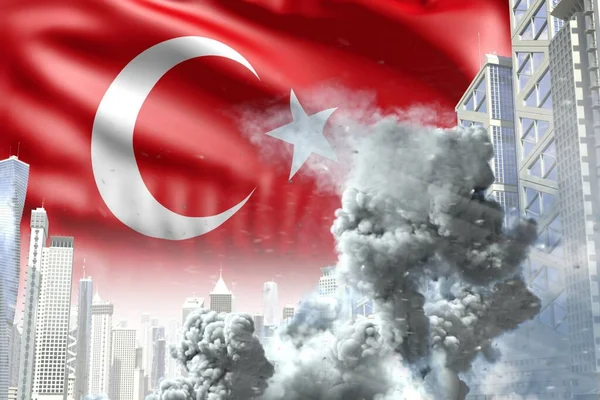 Große Rauchsäule Abstrakter Stadt Begriff Industriekatastrophe Oder Terrorakt Auf Türkischem — Stockfoto