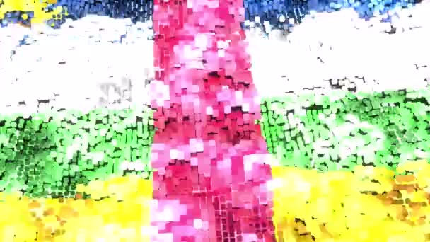 Velmi Jasný 60Fps Moderní Středoafrická Republika Vlajka Zářící Pixely Mávání — Stock video