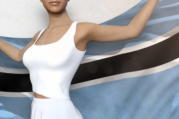 Sexy Lady Jest Trzymając Botswana Flaga Jej Ręce Nią Białym — Zdjęcie stockowe