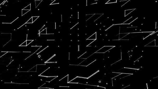 Abstrakter Nahtloser Schleifenhintergrund Aus Leuchtenden Punkten Und Linien Auf Schwarzem — Stockvideo
