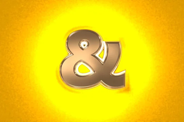 Vintage Gold Copper Metal Alphabet Intense Yellow Noisy Backlight Ampersand — Stock Photo, Image