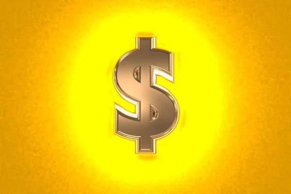 Aged Gold Copper Brassy Font Intense Yellow Noisy Backlight Dollar — Stock Photo, Image