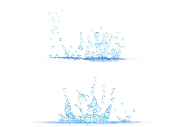 Zwei Seitenansichten Hübscher Wasserspritzer Illustration Mockup Isoliert Auf Weiß Für — Stockfoto