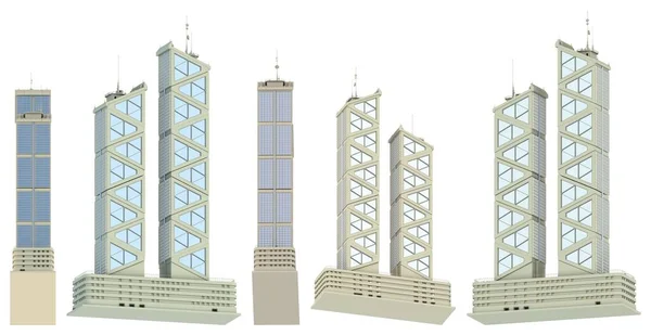 Ansicht Von Unten Zeigt Fiktive Design Finanzgebäude Von Zwei Kristalltürmen — Stockfoto