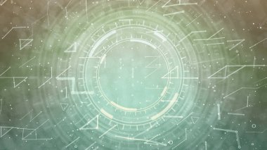 Soyut 3D illüstrasyon - hareket eden hud veya ui dairelerinin çok renkli modern soyut arka planı, moda kavramı