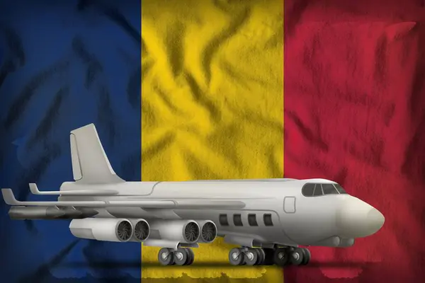 Bomber Auf Dem Hintergrund Der Tschad Flagge Illustration — Stockfoto