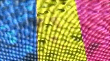 Web konsepti 60FPS Chad pikseli bayrak dalgalanması, 3D 4K UHD kusursuz döngü animasyonu