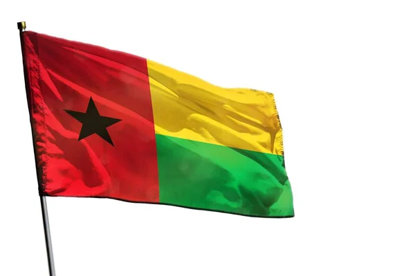 Flagge Von Guinea Bissau Flattert Isoliert Auf Weißem Hintergrund — Stockfoto