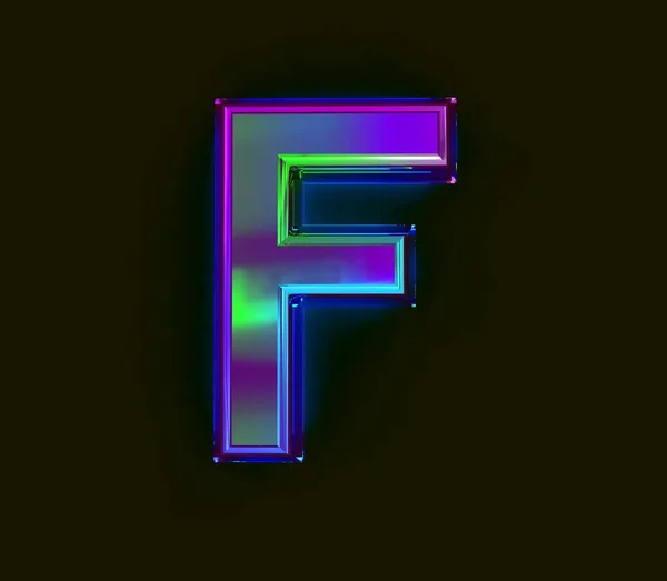 色彩斑斓的双色胶卷字体 字母F 三维符号图解分离 — 图库照片
