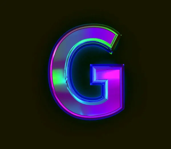 カラフルな二色フィルムフォント 文字Gは灰色で隔離され シンボルの3Dイラスト — ストック写真