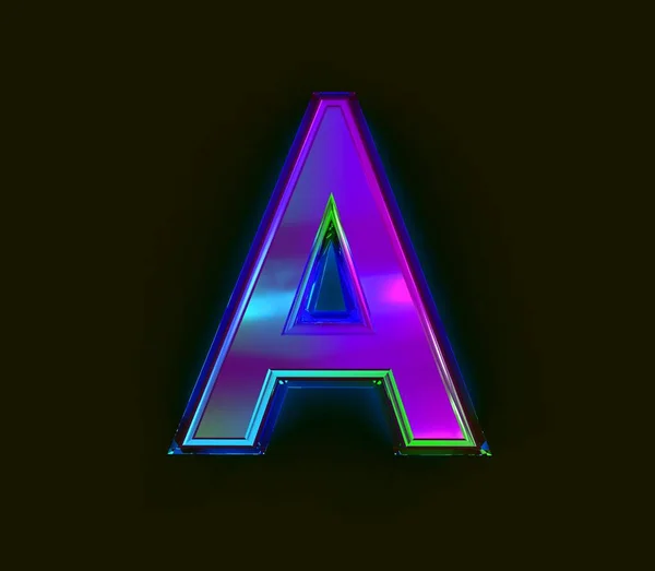 Alfabeto Dicroico Colorido Película Letra Aislada Sobre Fondo Gris Ilustración — Foto de Stock