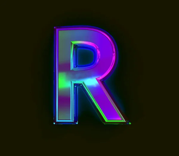 色彩斑斓的二色电影字体 字母R隔离在灰色 三维符号图解 — 图库照片
