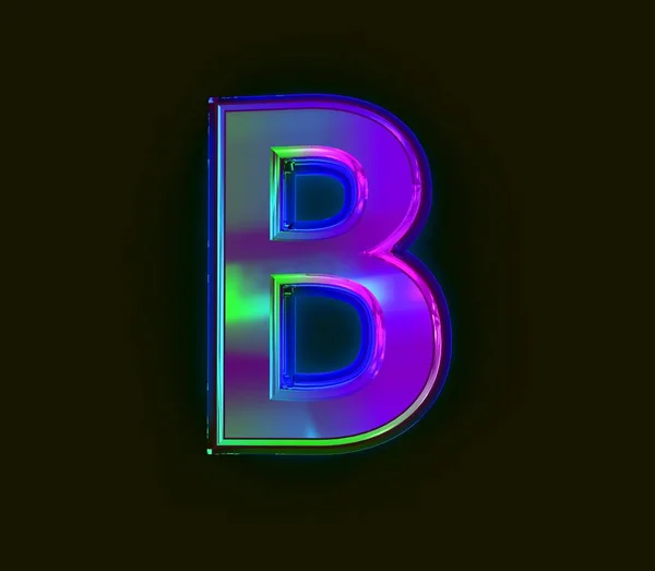 色彩斑斓的双赫罗语电影字母表 在灰色背景上孤立的字母B 符号的三维插图 — 图库照片