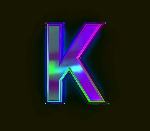 カラフルな二色フィルムフォント 文字Kはグレーで隔離され シンボルの3Dイラスト — ストック写真