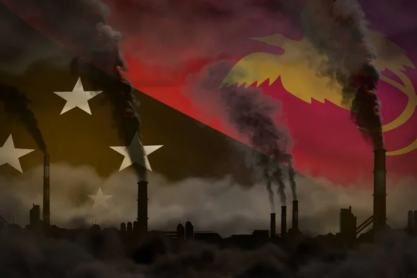 Global Warming Concept Dense Smoke Industrial Chimneys Papua New Guinea — Stock Photo, Image