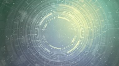 Soyut 3D çizim - hareket eden hud dairelerinin çok renkli yüksek teknolojili soyut arka planı, konsept