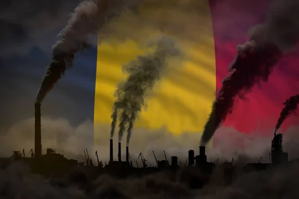 Poluição Escura Luta Contra Conceito Alterações Climáticas Ilustração Industrial Chaminés — Fotografia de Stock