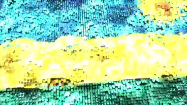 Çok parlak 60FPS modern Ruanda bayrağı parlayan pikseller üzerinde - soyut 3D dikişsiz döngü animasyonu UHD 4k