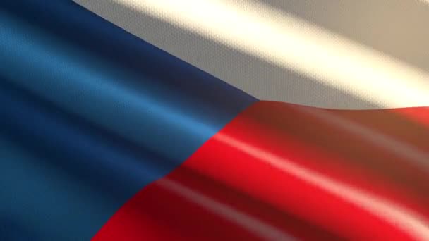 60Fps Brillante Terciopelo Brillante Bandera Chequia Ondeando Fondo Uhd Animación — Vídeos de Stock