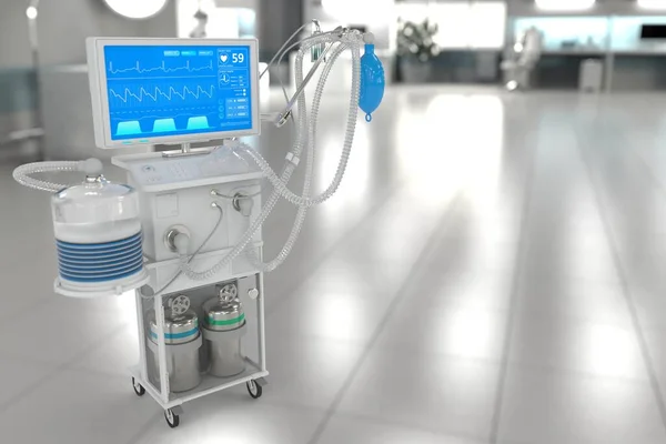 Icu Konstgjord Lungrespirator Med Fiktiv Design Modernt Sjukhus Med Mjuk — Stockfoto