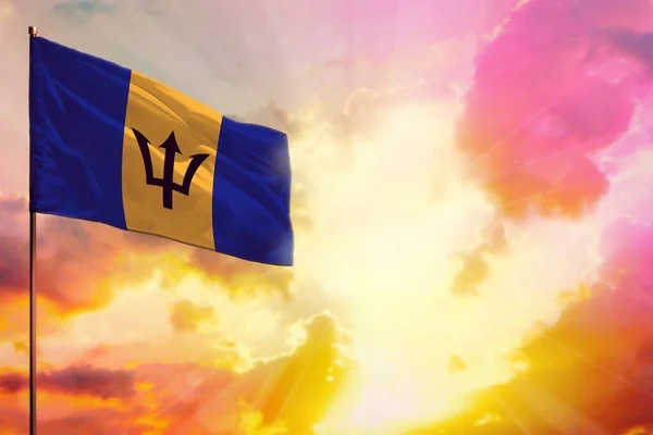 Ondeando Bandera Barbados Maqueta Esquina Superior Izquierda Con Lugar Para —  Fotos de Stock