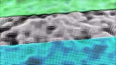 Web konsepti 60FPS Sierra Leone pikseli bayrak dalgalanması, 3D 4K UHD kusursuz döngü canlandırması