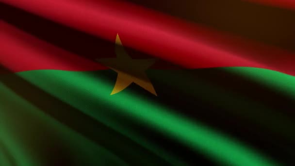 60Fps Sötét Burkina Faso Zászló Szövet Textúra Integetett Háttér Uhd — Stock videók