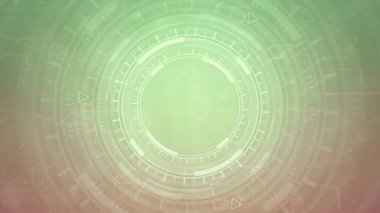 Hareket eden hud veya ui dairelerinin çok renkli yüksek teknoloji soyut arka planı, siber punk konsepti - soyut 3D canlandırma