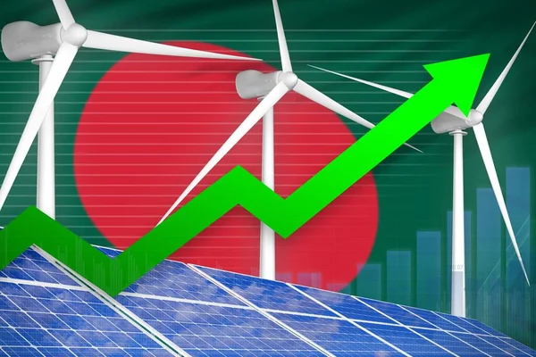 Bangladesh Grafico Aumento Dell Energia Solare Eolica Freccia Alto Illustrazione — Foto Stock