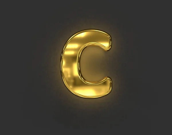 Glans Gouden Brassy Lettertype Letter Geïsoleerd Donkergrijze Achtergrond Illustratie Van — Stockfoto