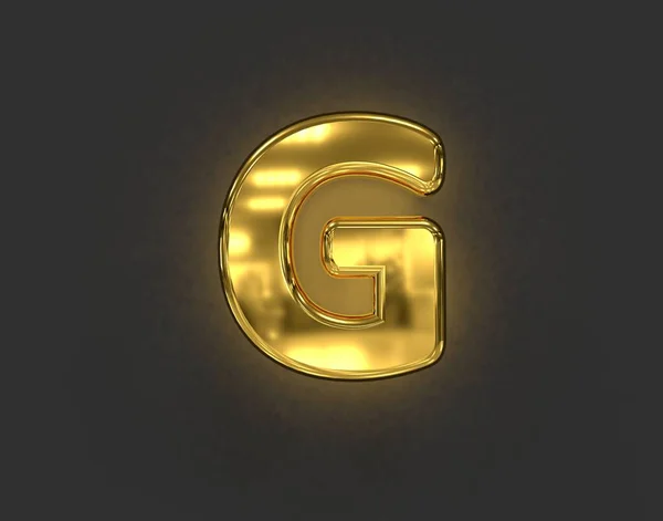 Glanzend Gouden Metalen Lettertype Letter Geïsoleerd Donkergrijs Illustratie Van Symbolen — Stockfoto