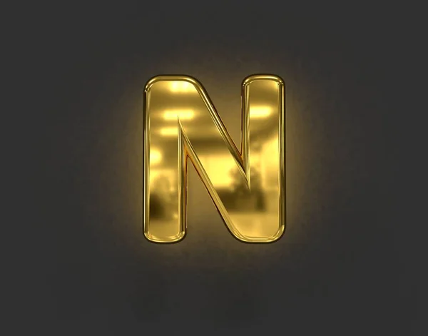 Glänsande Gyllene Metalline Teckensnitt Bokstaven Isolerad Mörkgrå Bakgrund Illustration Symboler — Stockfoto