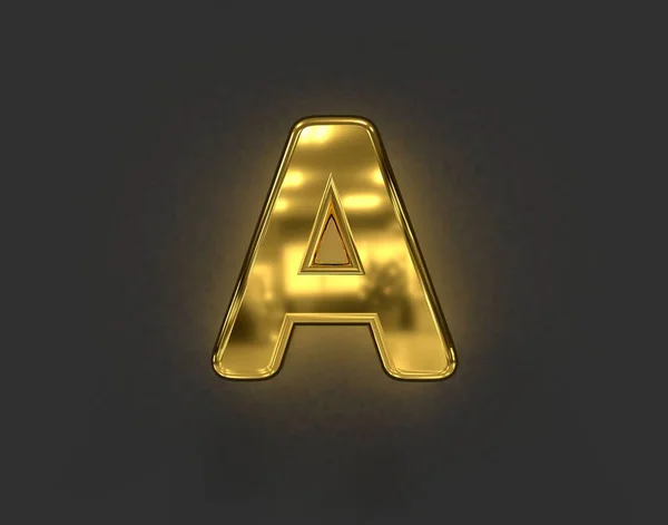 Glans Gouden Metallic Lettertype Letter Geïsoleerd Donkergrijs Illustratie Van Symbolen — Stockfoto