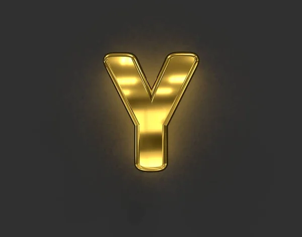 Блискучий Золотий Металевий Шрифт Літера Ізольовано Темно Сірому Ілюстрація Символів — стокове фото