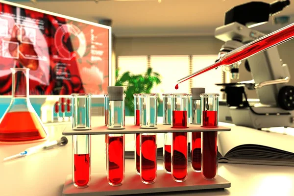 Laboratóriumi Kémcsövek Gyógyszerészeti Főiskolai Klinika Vér Dns Teszt Vírus Coronavirus — Stock Fotó